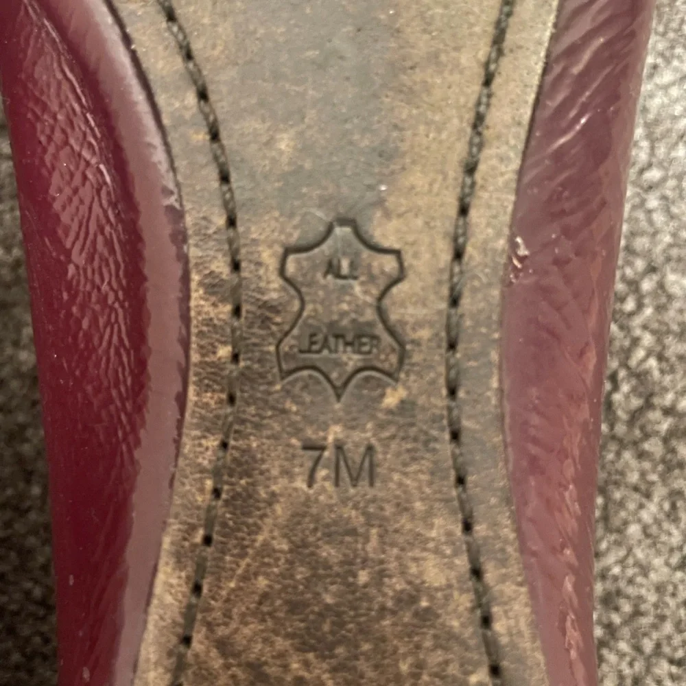 Tory Burch Women's Burgundy Leather Logo Ballet Flats Size 7